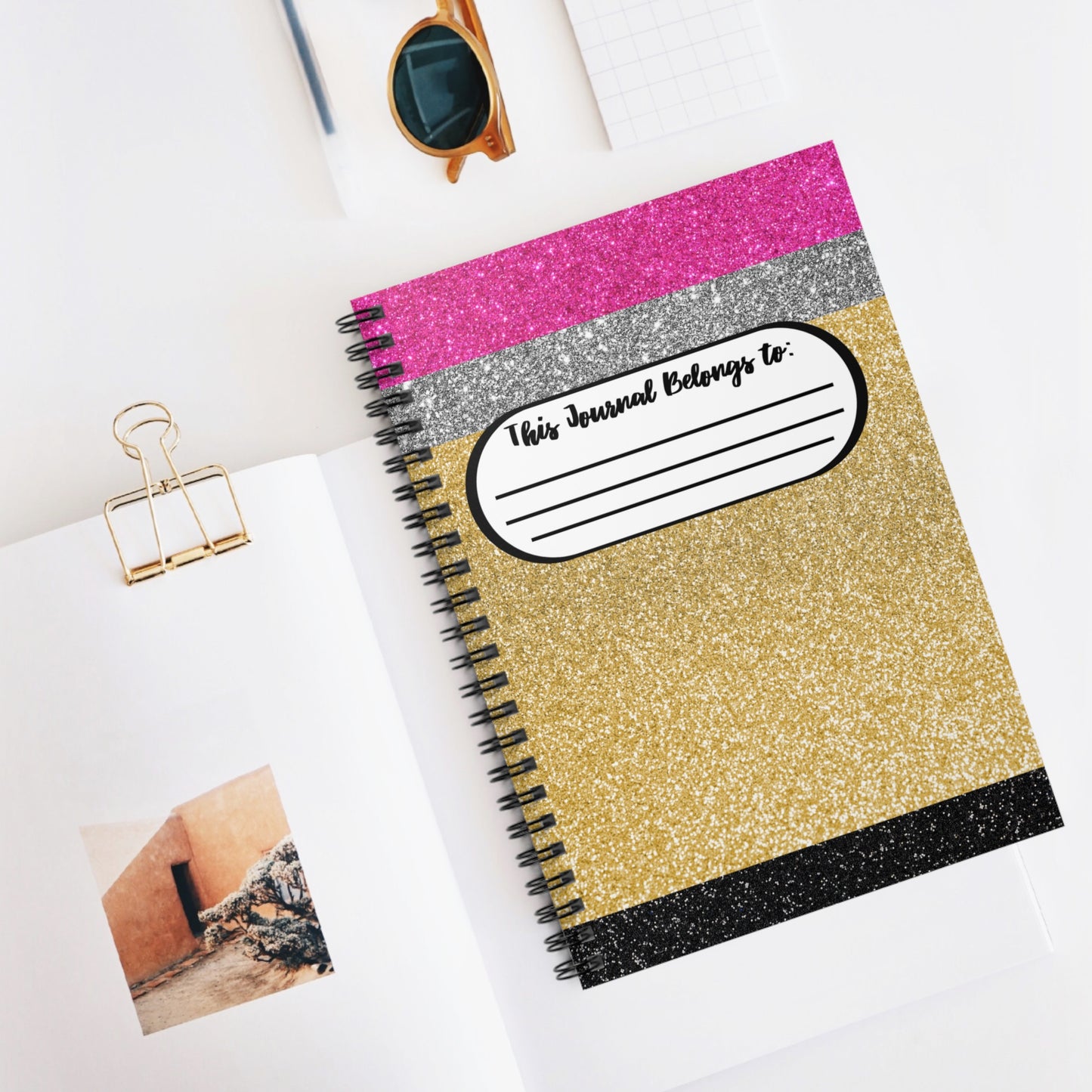 Pencil Glitter Spiral Notebook - Ruled Line