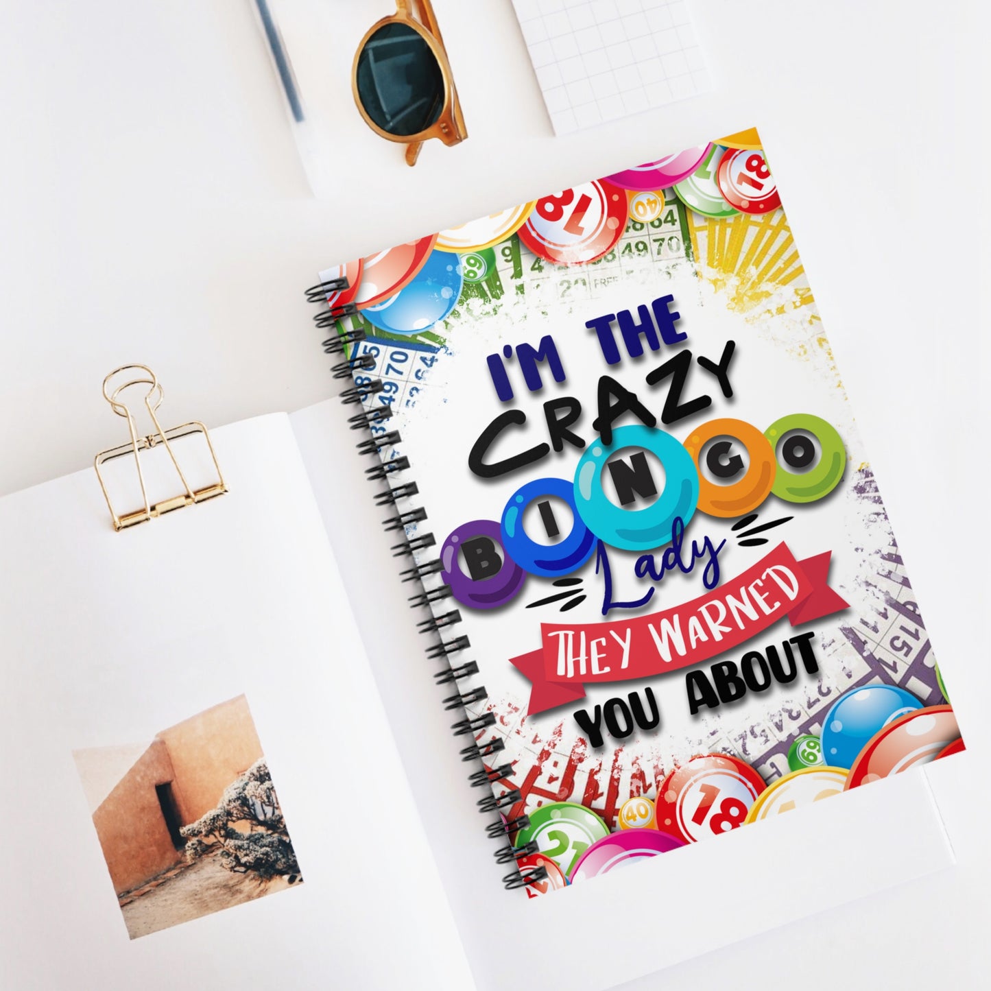 Crazy Bingo Lady Spiral Notebook - Ruled Line