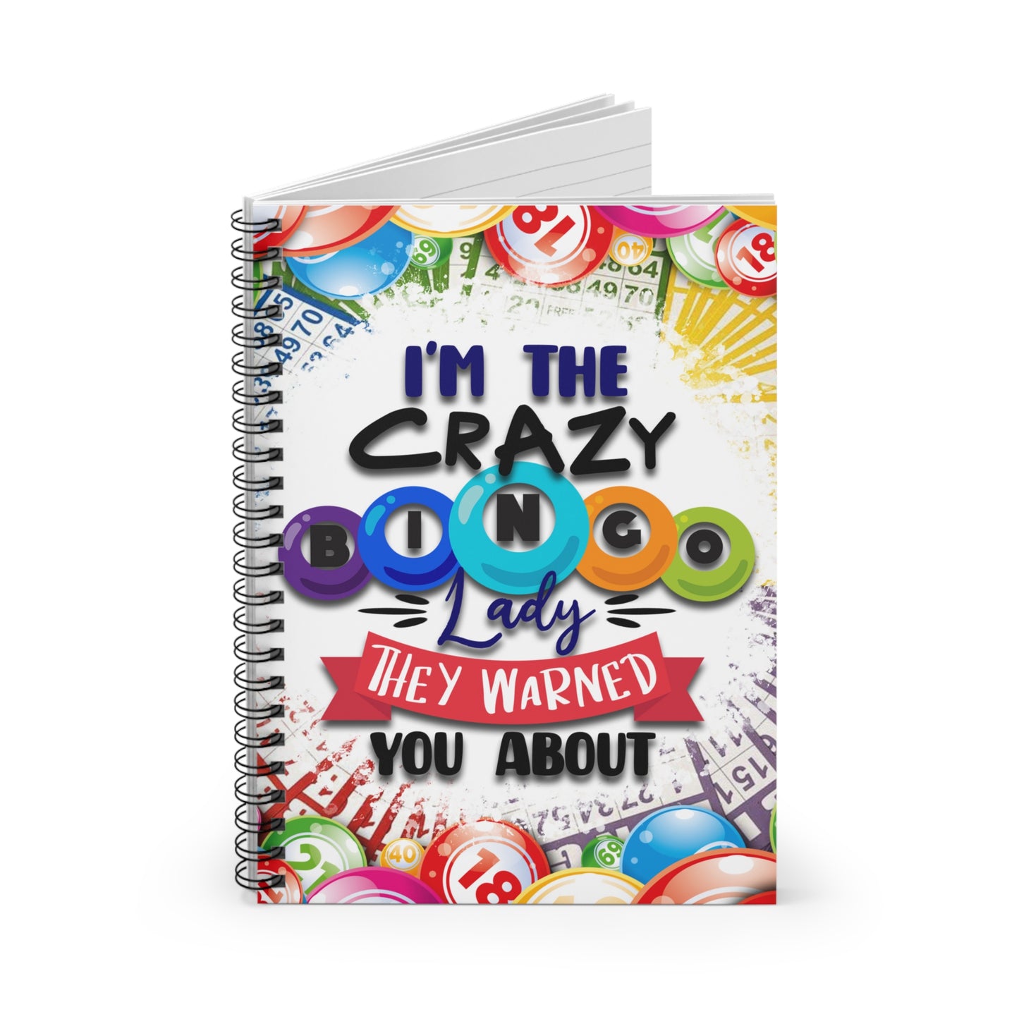 Crazy Bingo Lady Spiral Notebook - Ruled Line