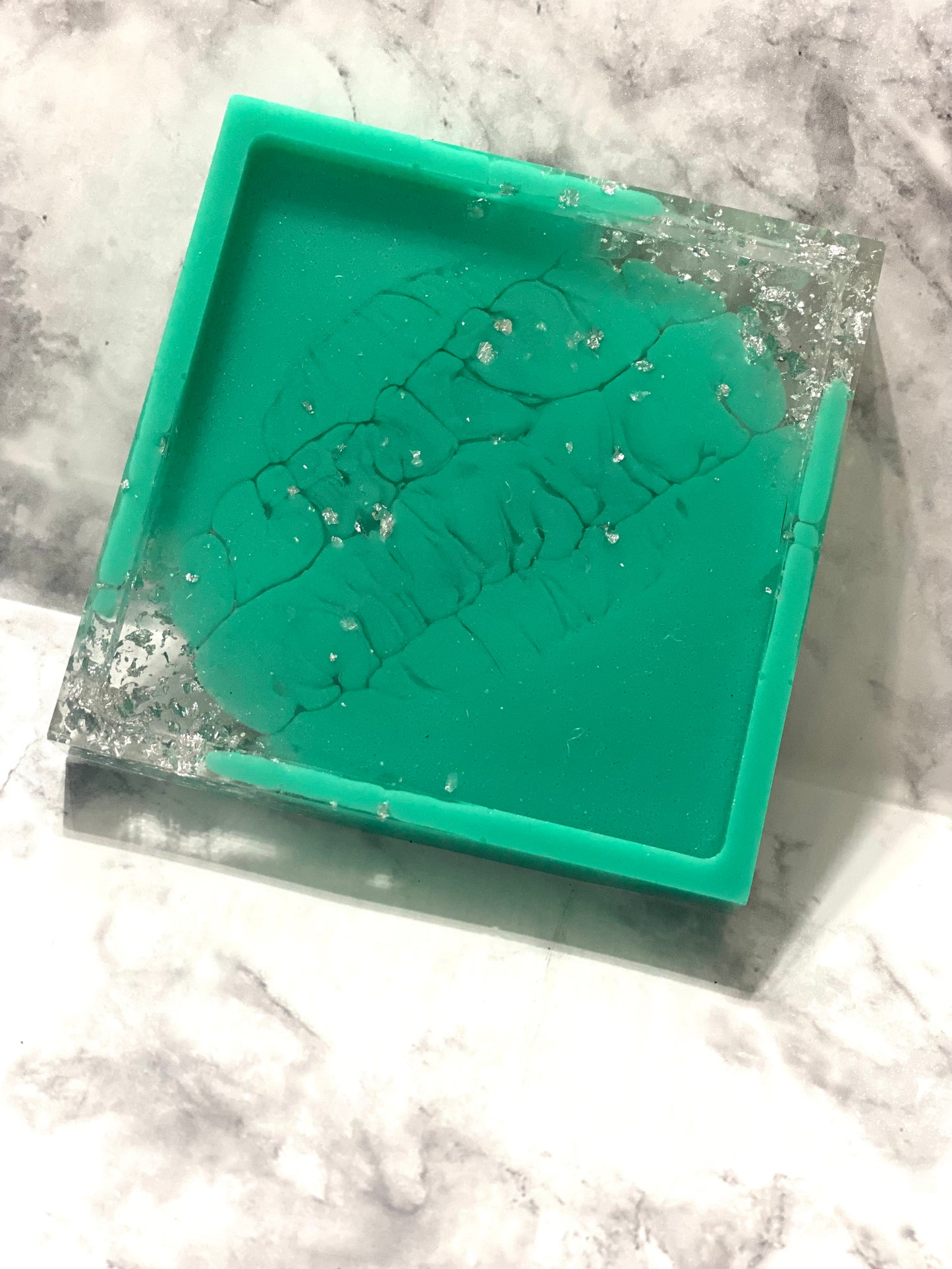 RTS Coasters- Teal with Silver Flakes