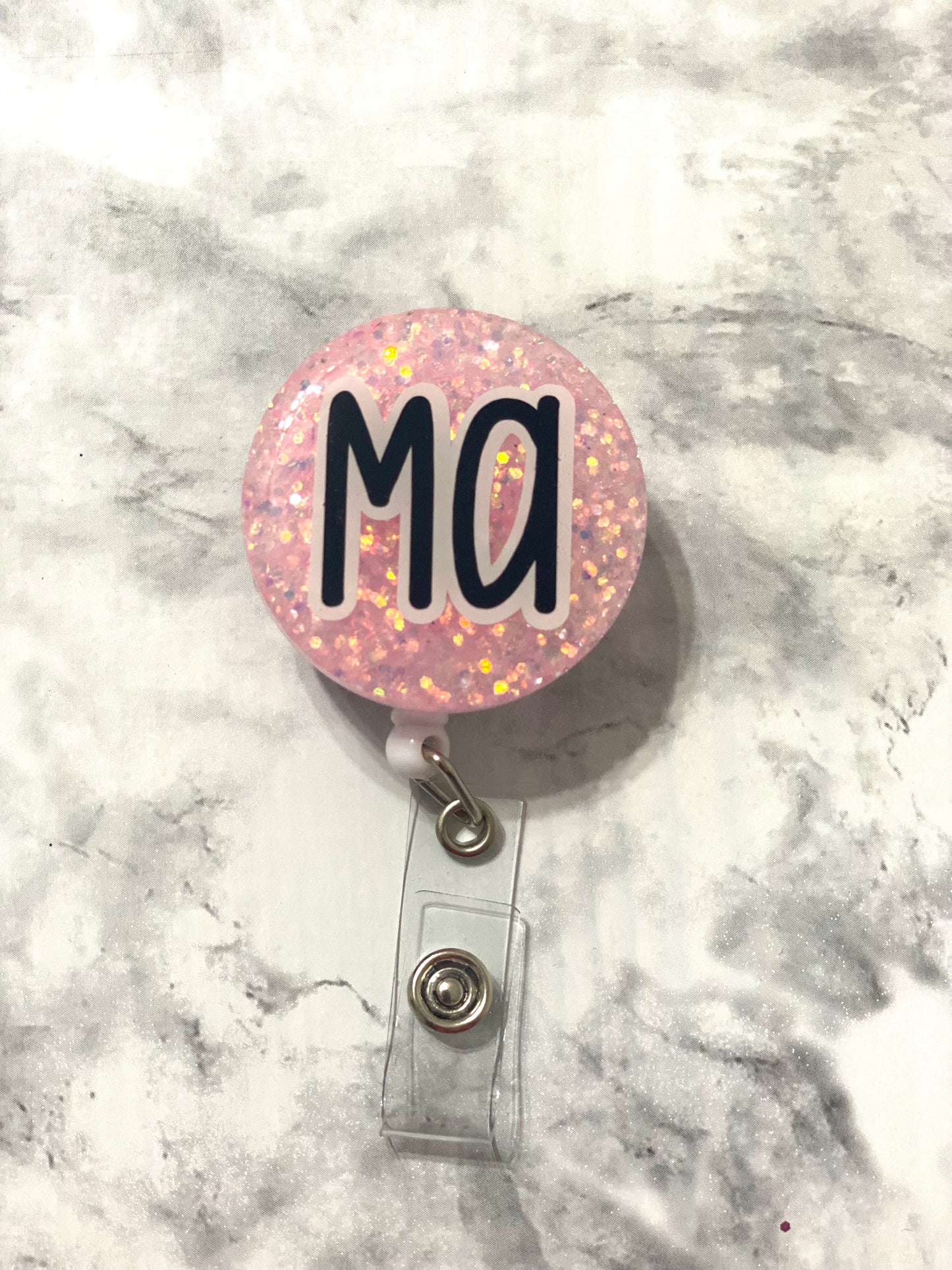 RTS- Light Pink MA Badge Reel