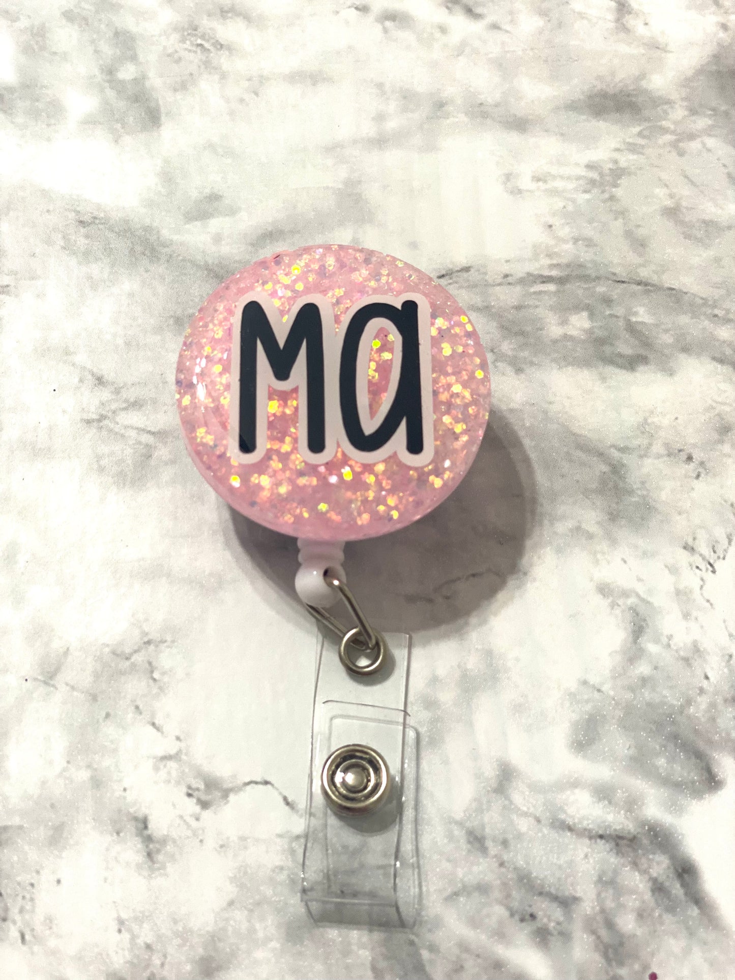 RTS- Light Pink MA Badge Reel