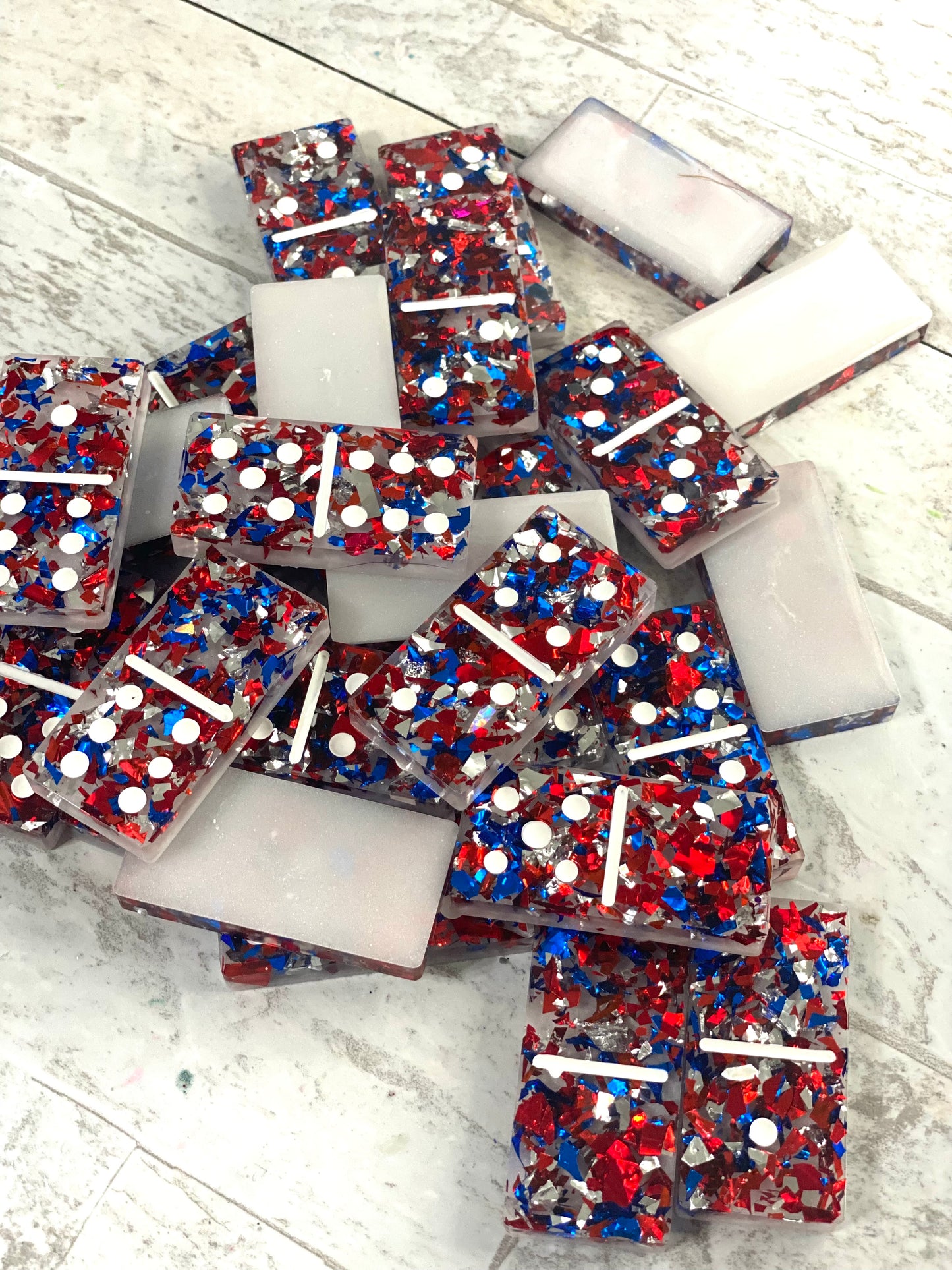 Red, Silver, Blue Domino Set