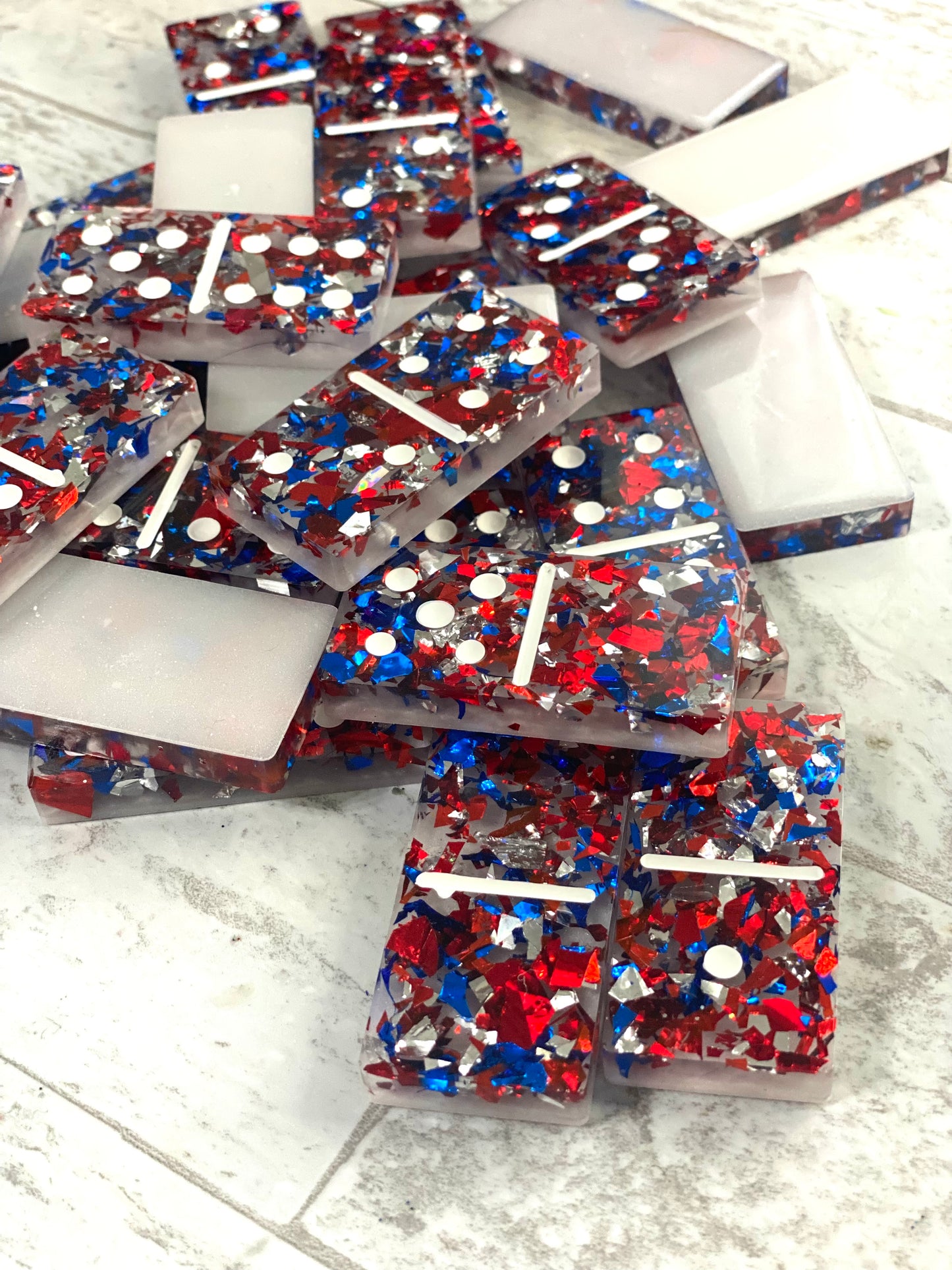 Red, Silver, Blue Domino Set