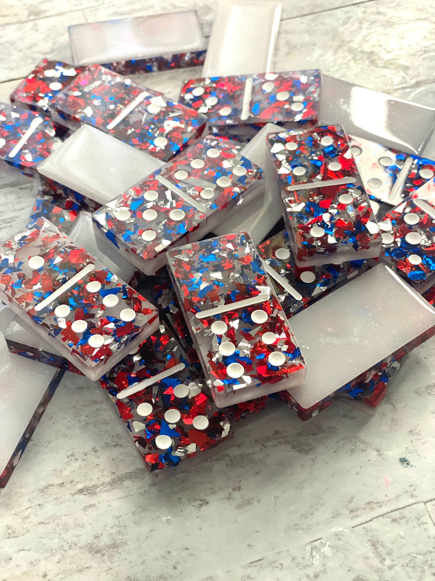 Red, Silver, Blue Domino Set