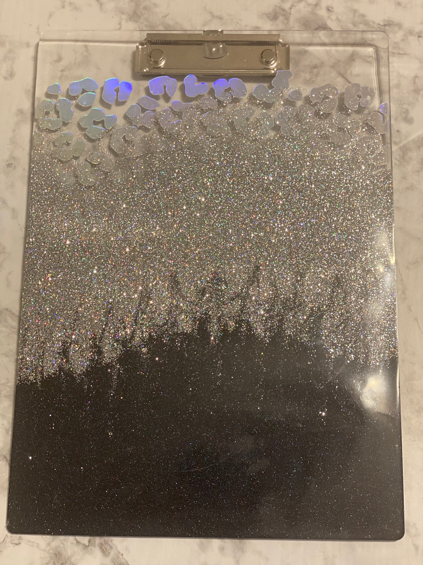 Holographic Leopard Print Clip Board