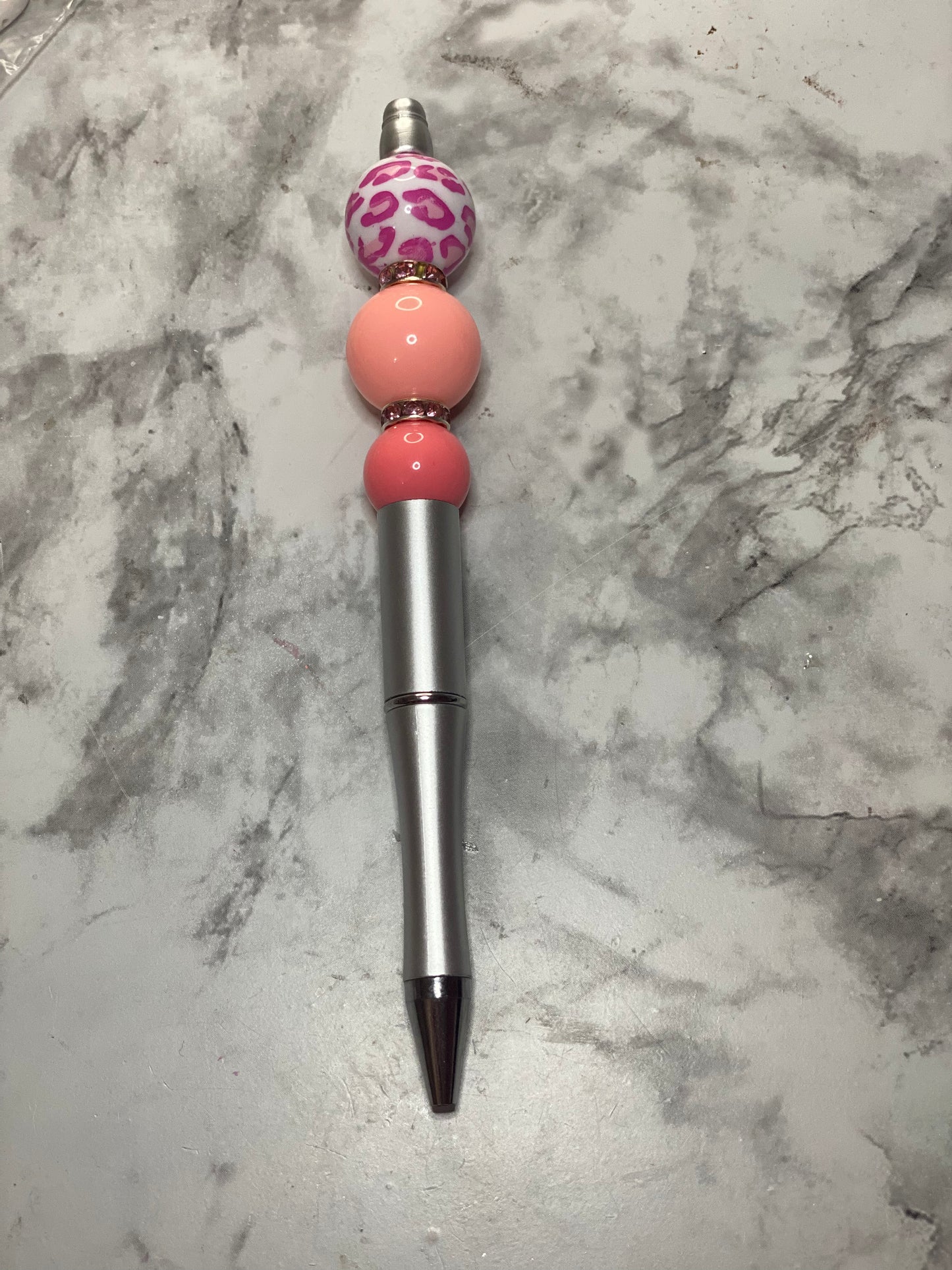 Pink Leopard Beaded Pen