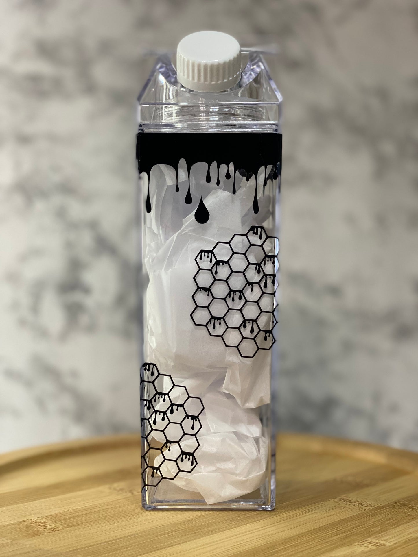 Drippy Honey Comb Milk Carton Water Bottle
