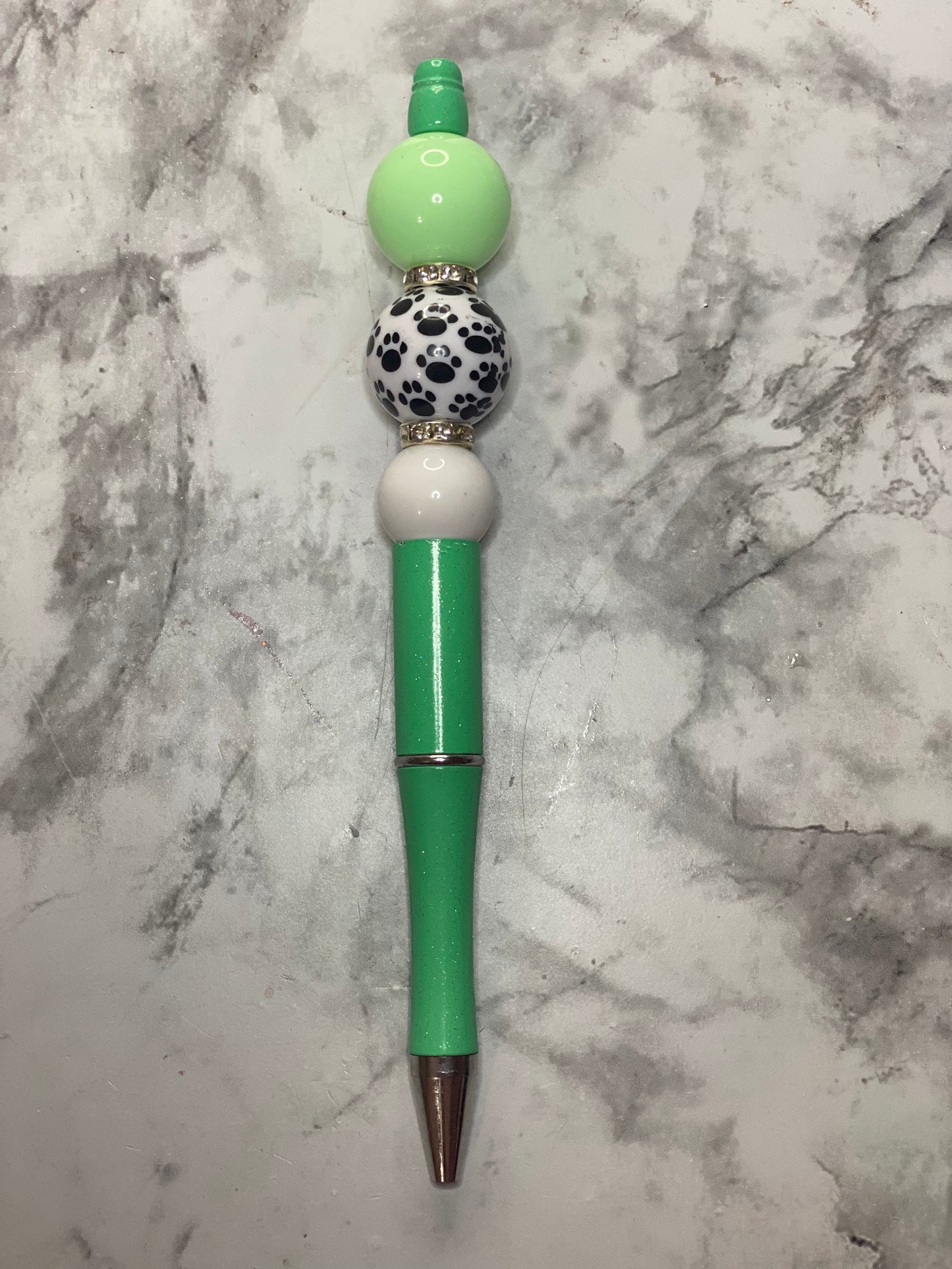 Teal Paw Print Beaded Pen