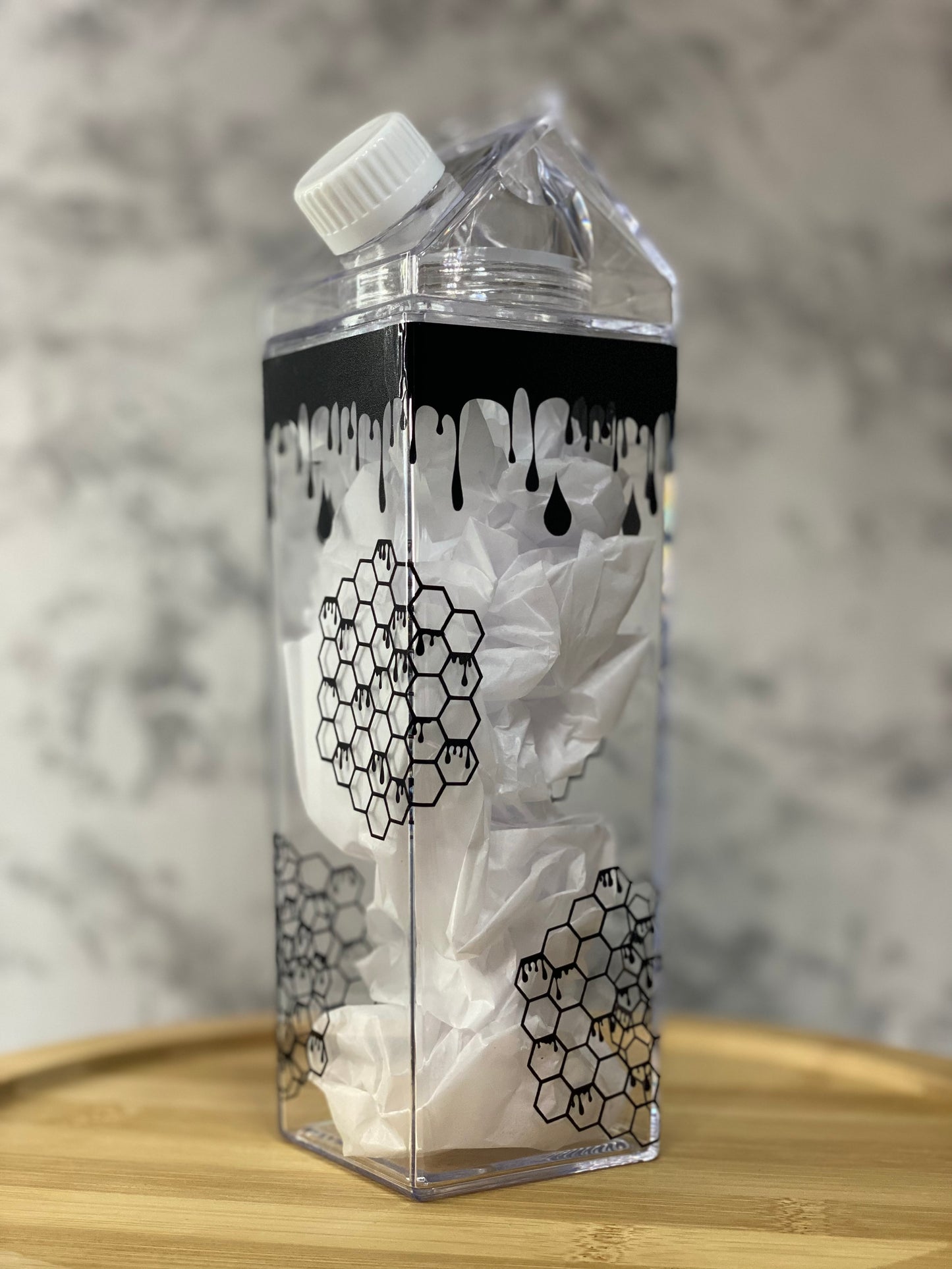 Drippy Honey Comb Milk Carton Water Bottle