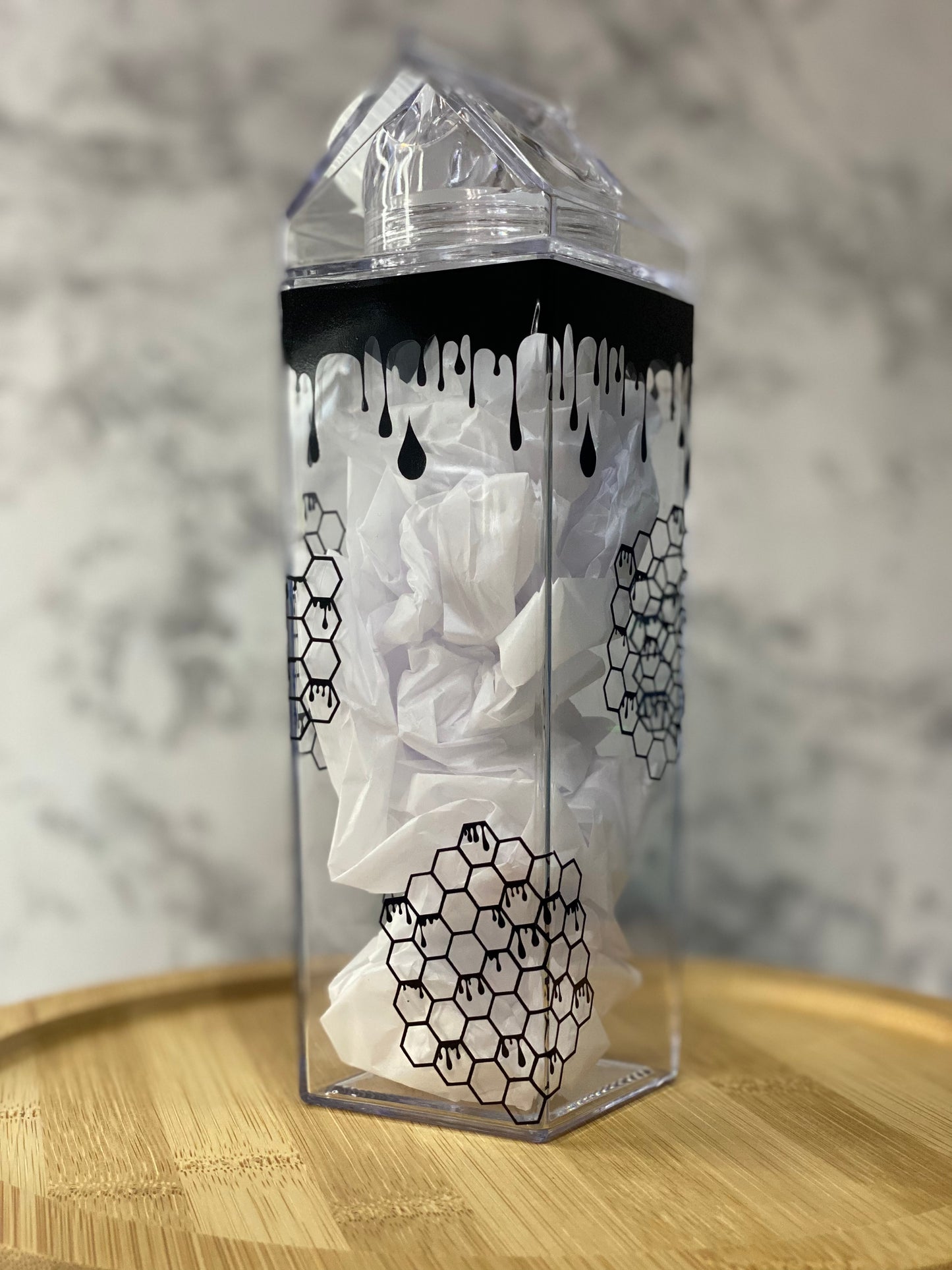 Drippy Honey Comb Milk Carton Water Bottle