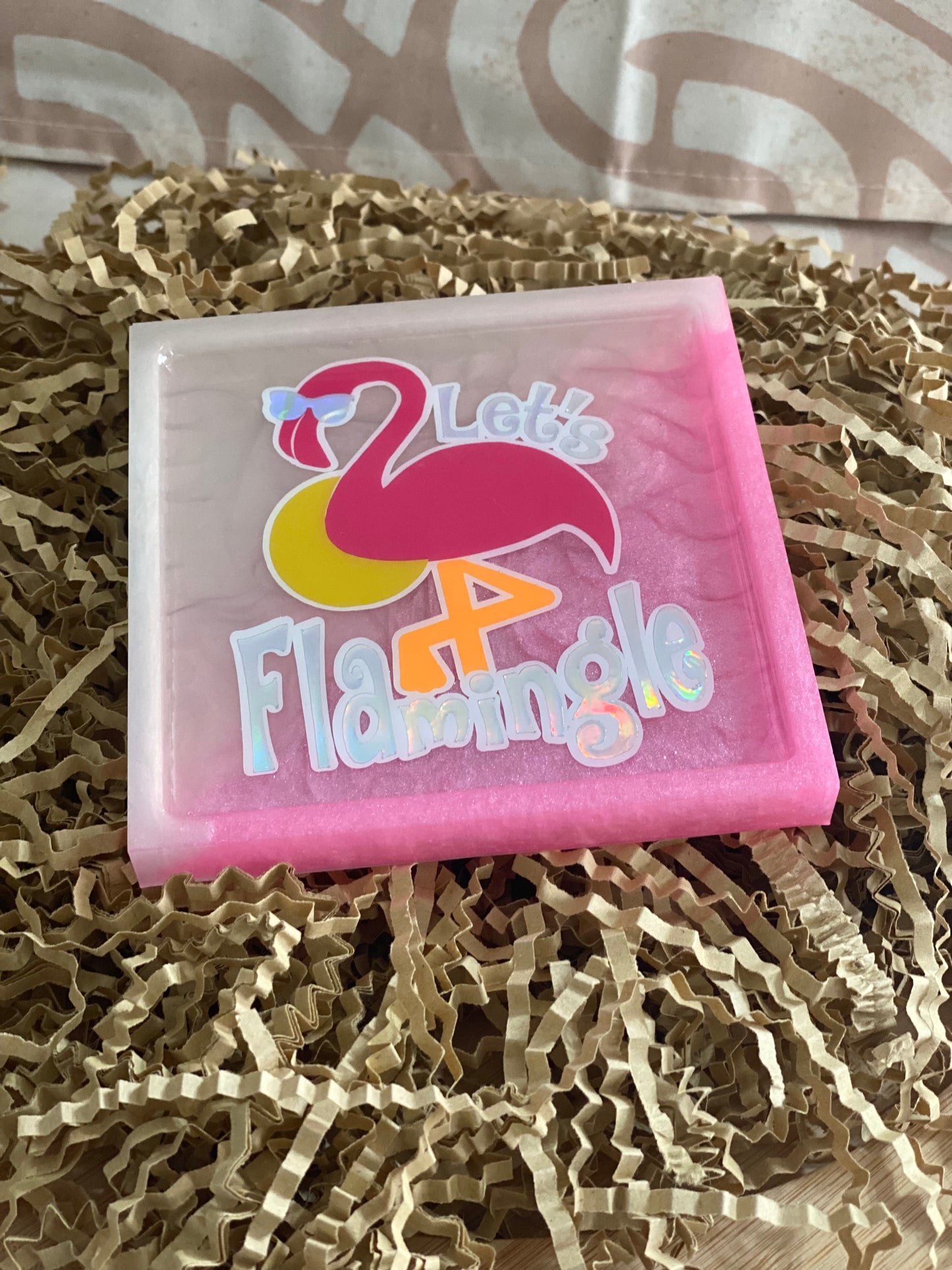 Let’s Flamingle Teacher Coaster