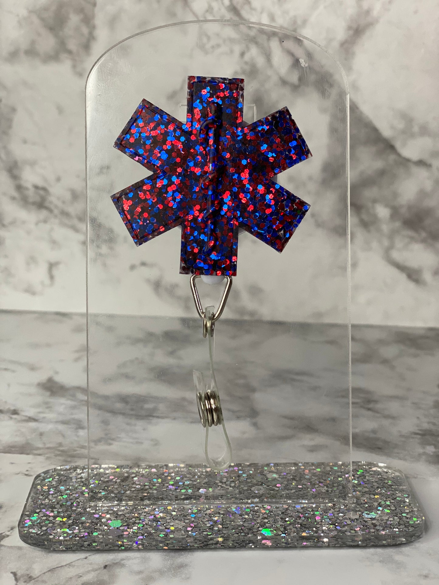 EMS- Star of Life Glitter Badge Reels