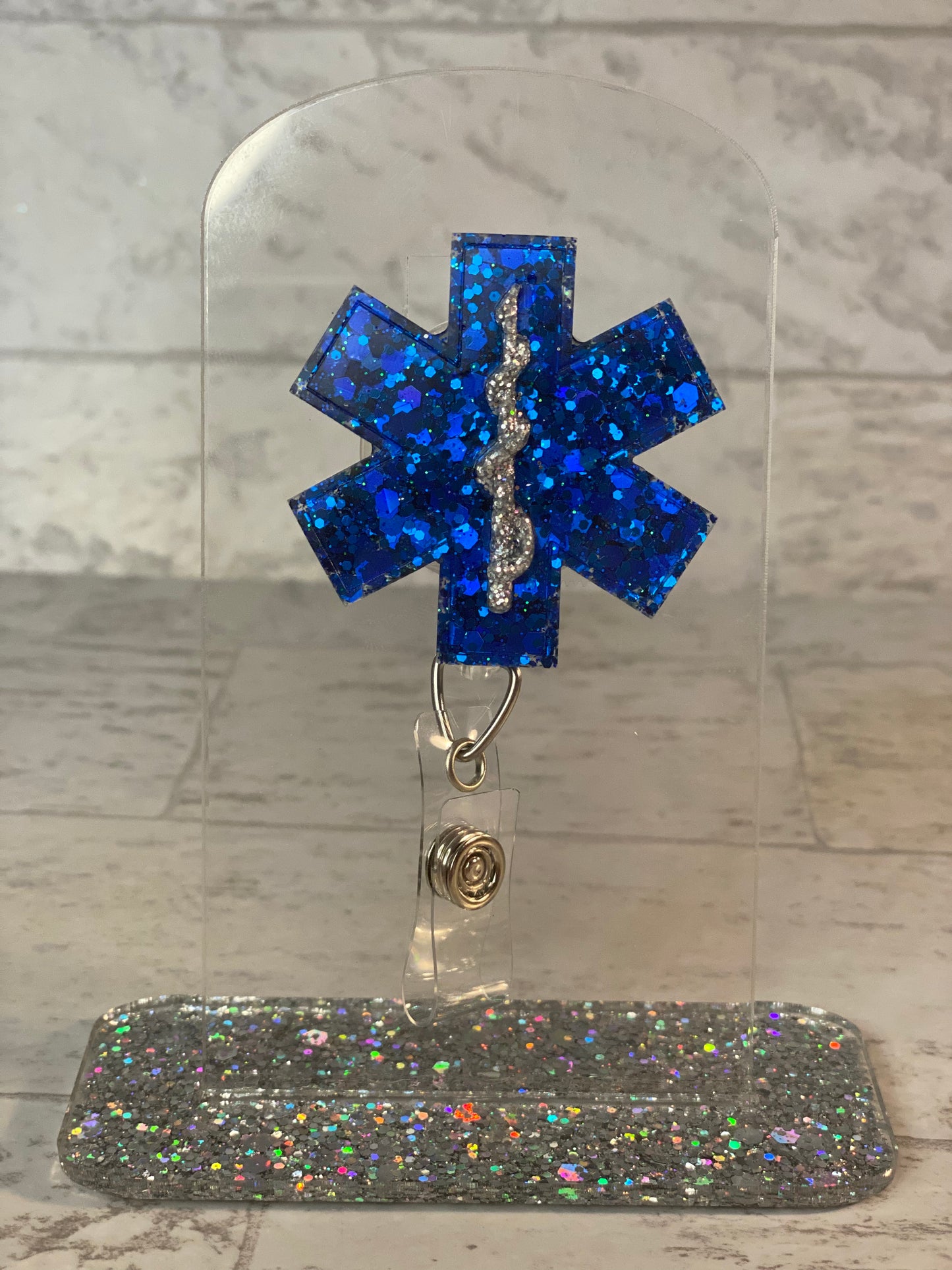 EMS- Star of Life Glitter Badge Reels