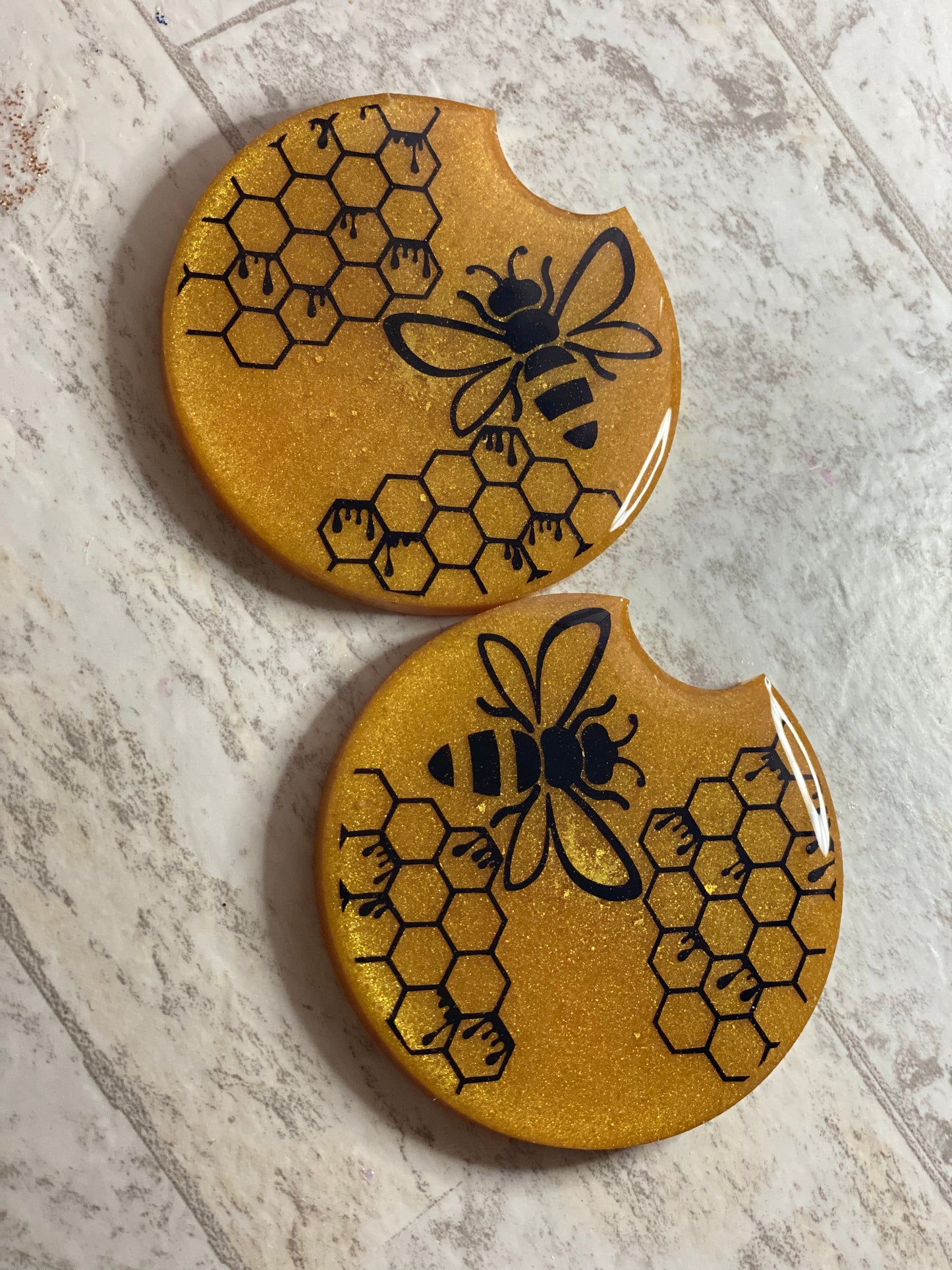 Bumble Bee Car Coasters 2 Piece Coaster Set