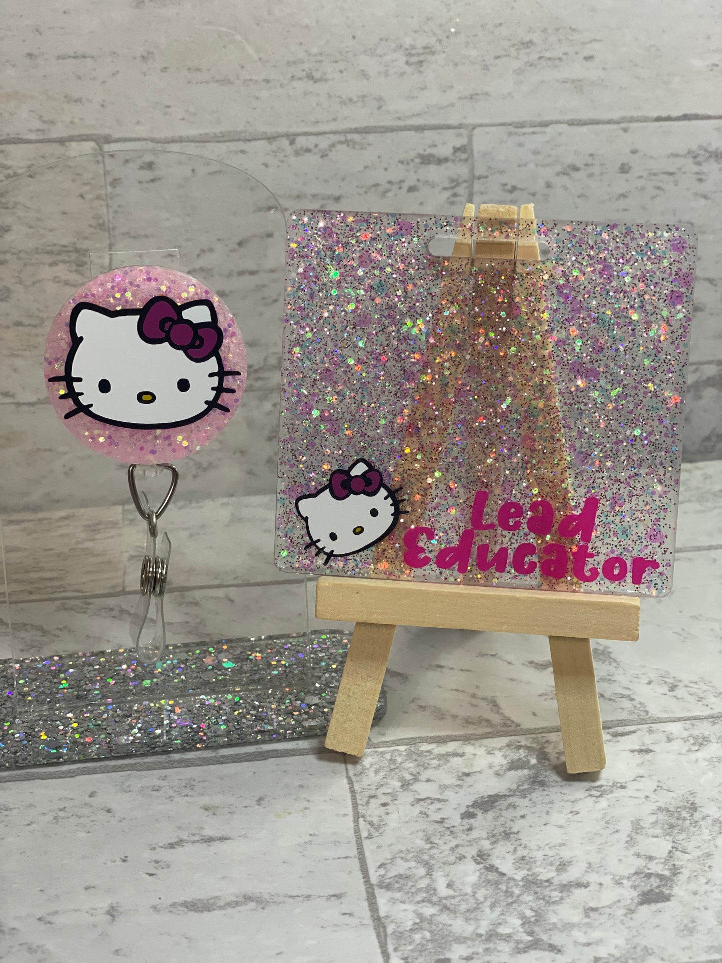 Kitty Badge Buddy and Badge Reel Set