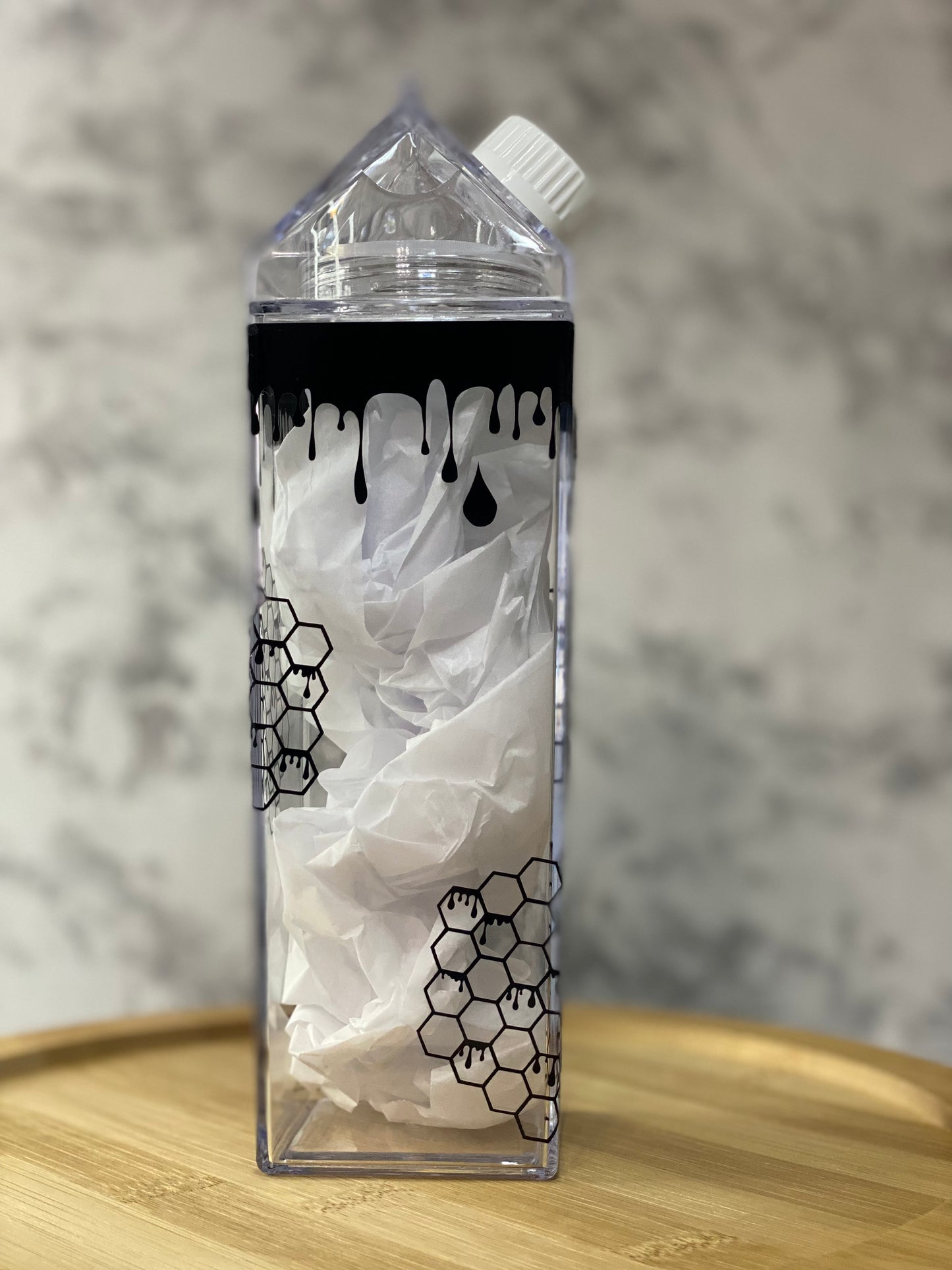 Drippy Honey Comb Milk Carton Water Bottle