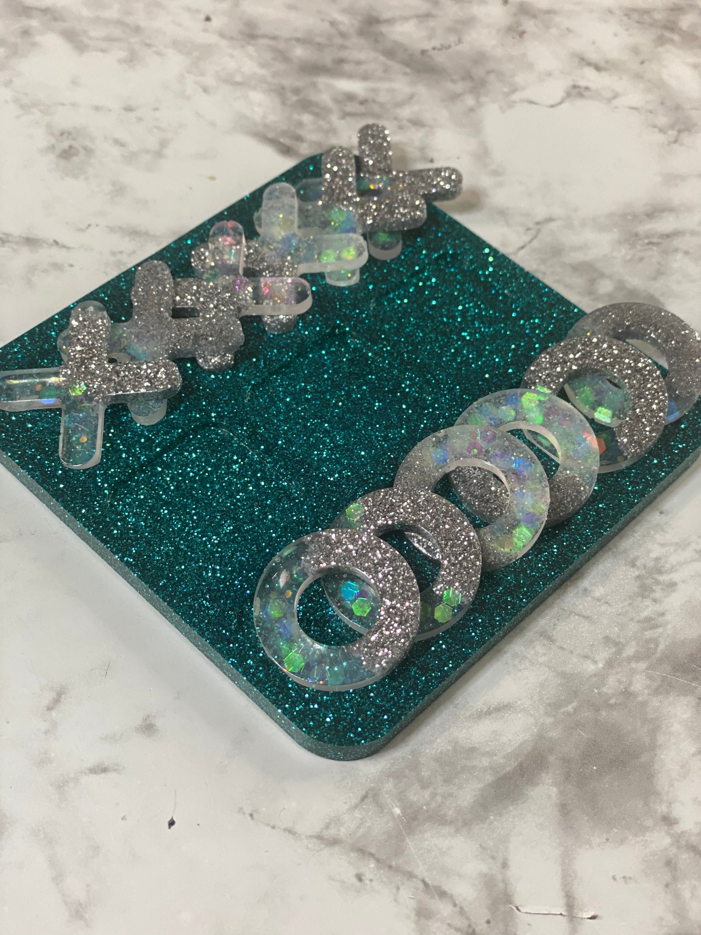 Tic Tac Toe Game- Split glitter pieces