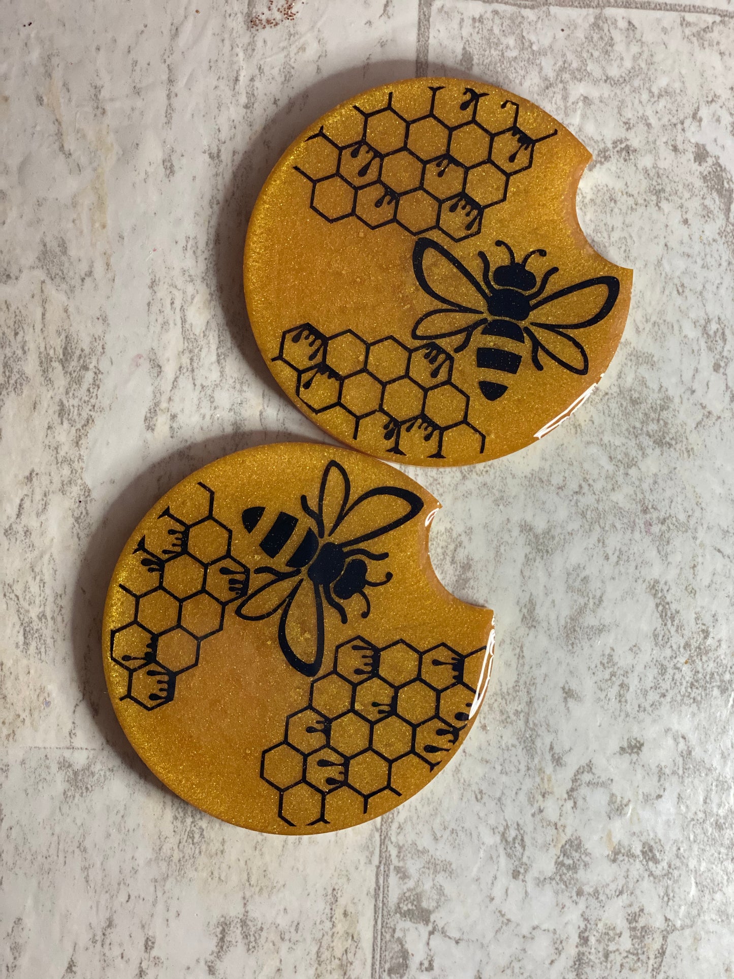 Bumble Bee Car Coasters 2 Piece Coaster Set