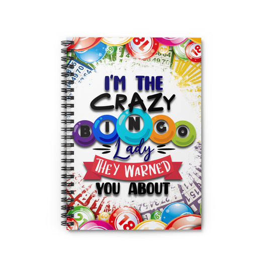 Crazy Bingo Lady Spiral Notebook - Ruled Line