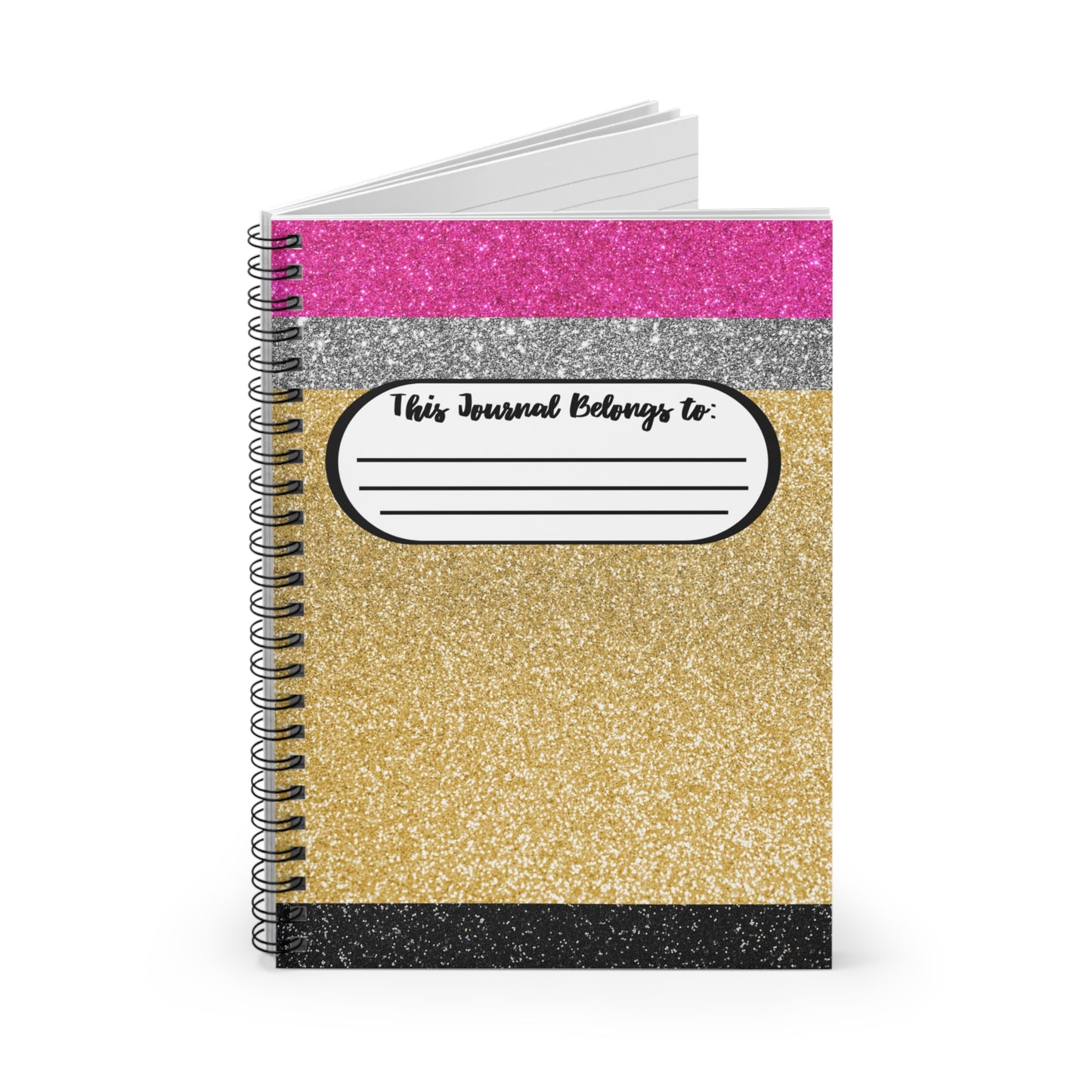 Pencil Glitter Spiral Notebook - Ruled Line