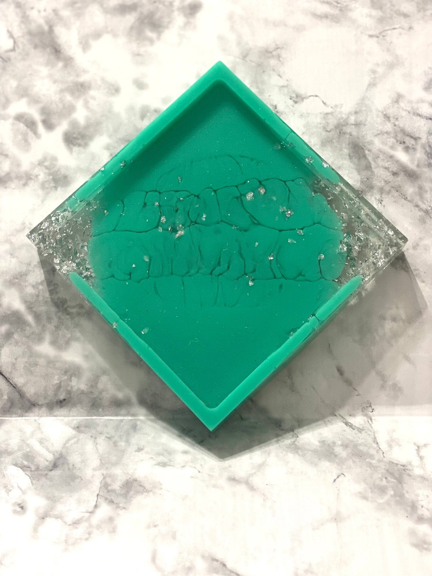RTS Coasters- Teal with Silver Flakes