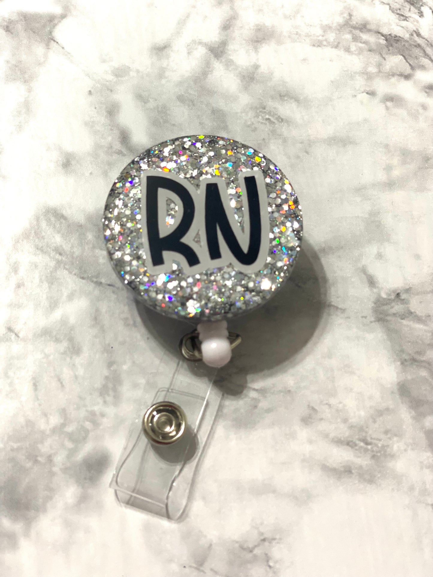 RTS- Silver Holographic RN Badge Reel