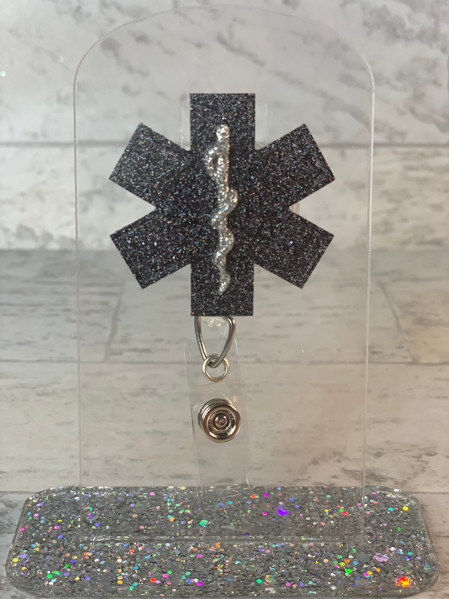 EMS- Star of Life Glitter Badge Reels