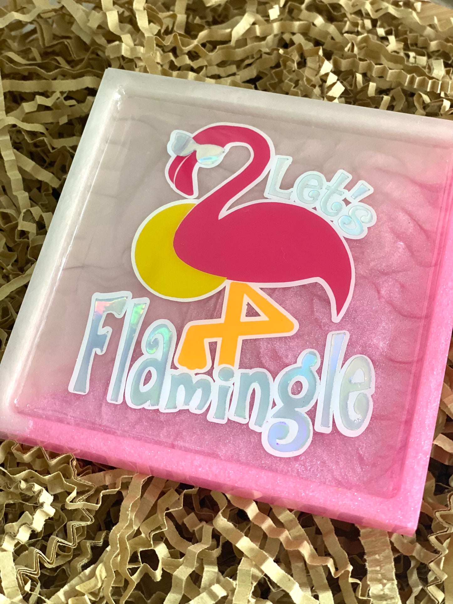 Let’s Flamingle Teacher Coaster
