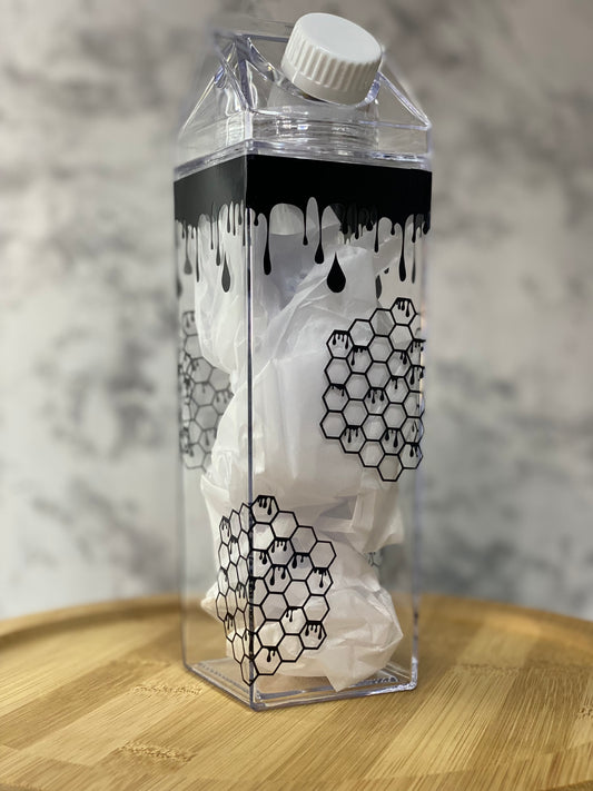 Drippy Honey Comb Milk Carton Water Bottle