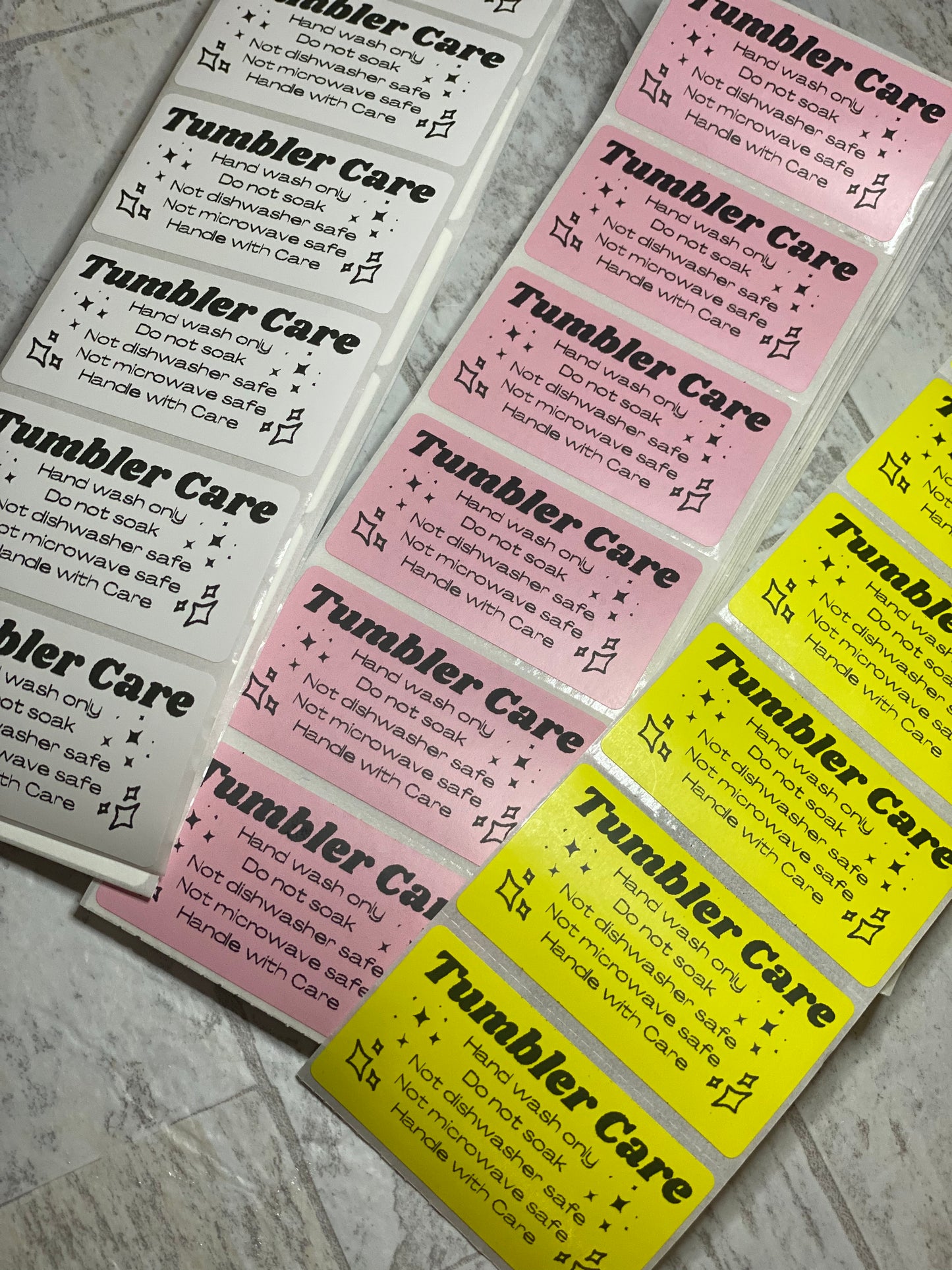 Tumbler Care Thermal Printer labels