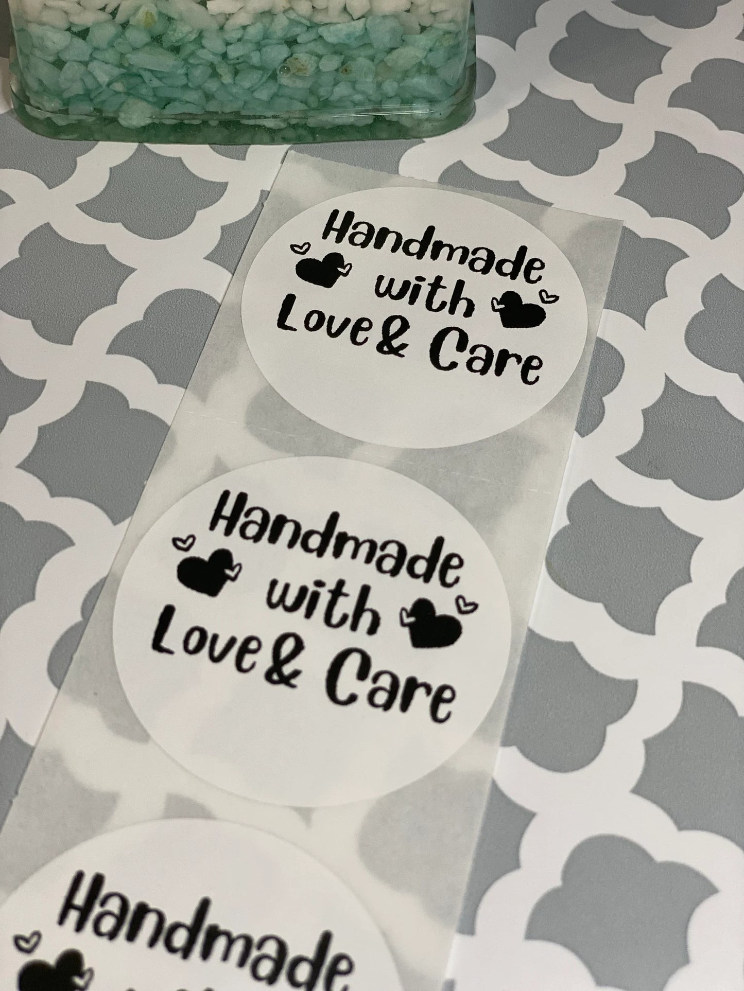 Handmade with Love and Care Thermal Printed Stickers