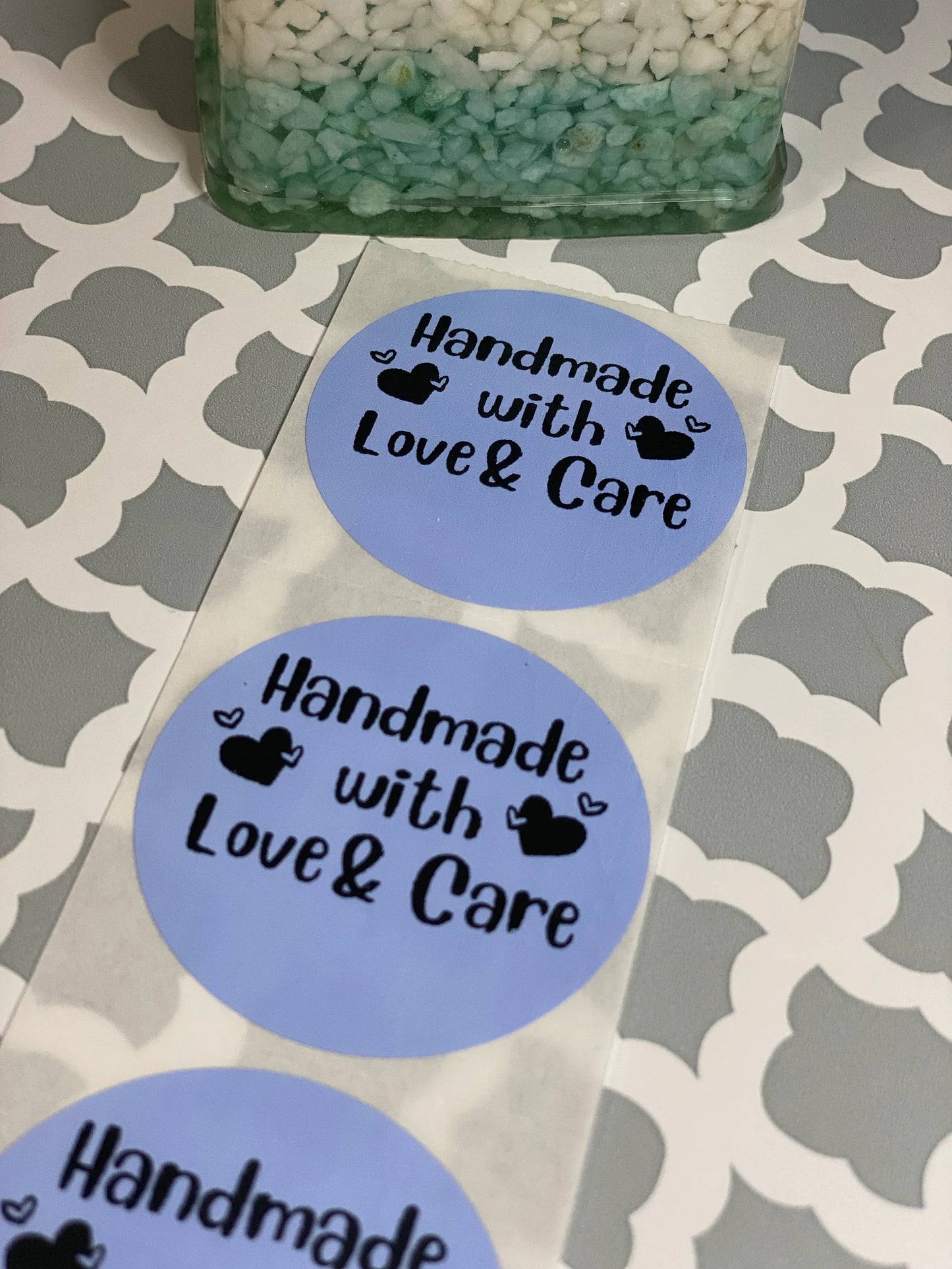 Handmade with Love and Care Thermal Printed Stickers
